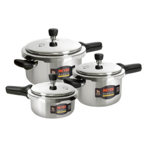 Meyer Presta Tri-ply Stainless Steel Pressure Cooker Set - 2L, 3L & 5.5L Combo with ISI Certification