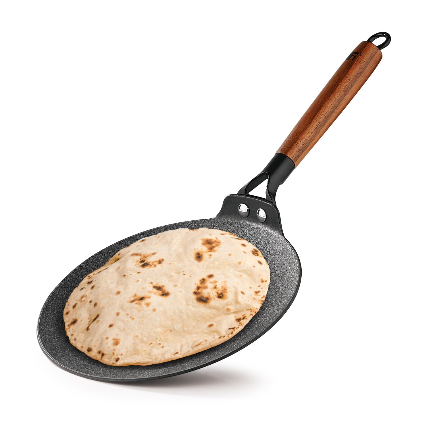 Bergner Odin Cast Iron roti Tawa with Wooden Coated Handle