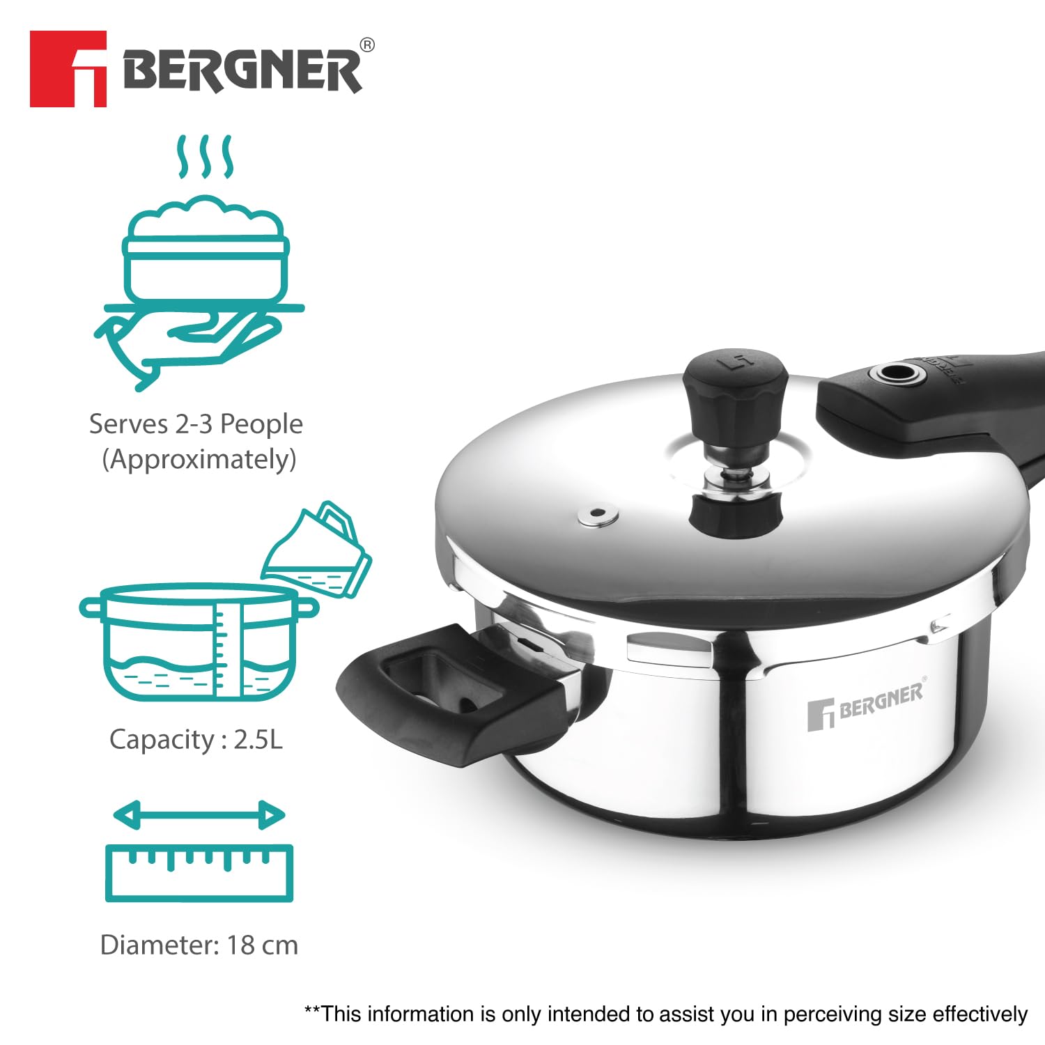 Bergner Argent Triply Stainless Steel Pressure Cooker