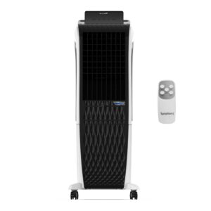 Symphony Diet 3D 30i Portable Tower Air Cooler For Home with 3-Side Honeycomb Pads i-Pure Technology and Low Power Consumption (30L, White & Black)