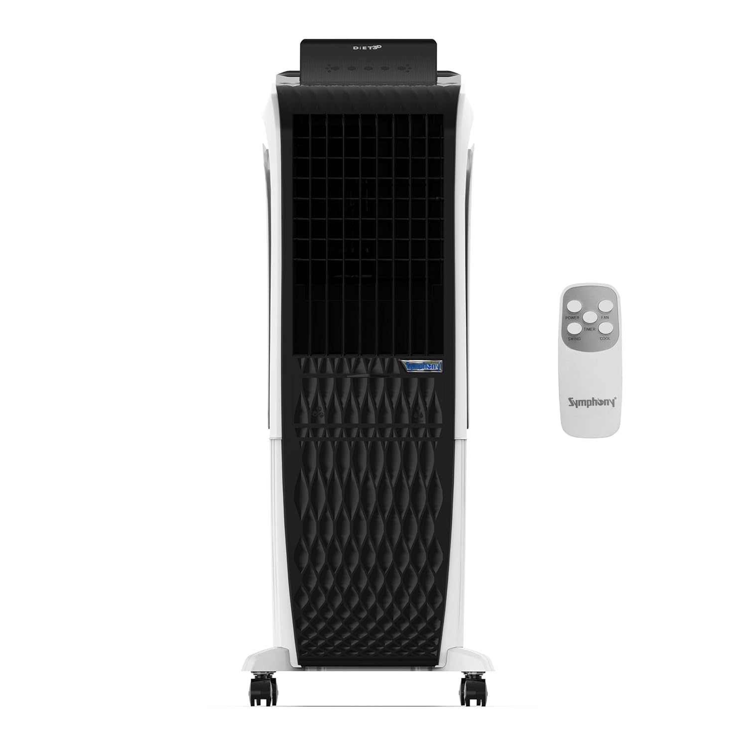 Symphony Diet 3D 30i Portable Tower Air Cooler For Home with 3-Side Honeycomb Pads i-Pure Technology and Low Power Consumption (30L, White & Black)