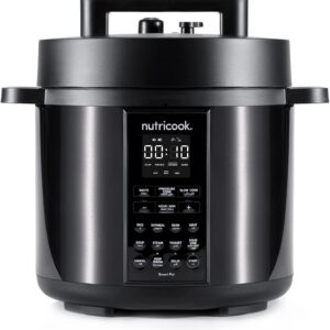 Nutricook Stainless Steel Smart Pot 2 8QT (7.7 Litre),1200W 9-in-1 Instant Programmable Electric Pressure Cooker, Slow Cooker, Rice Cooker, Steamer, Sauté Pot, Sous Vide, Smart Lid, 2-Year Warranty