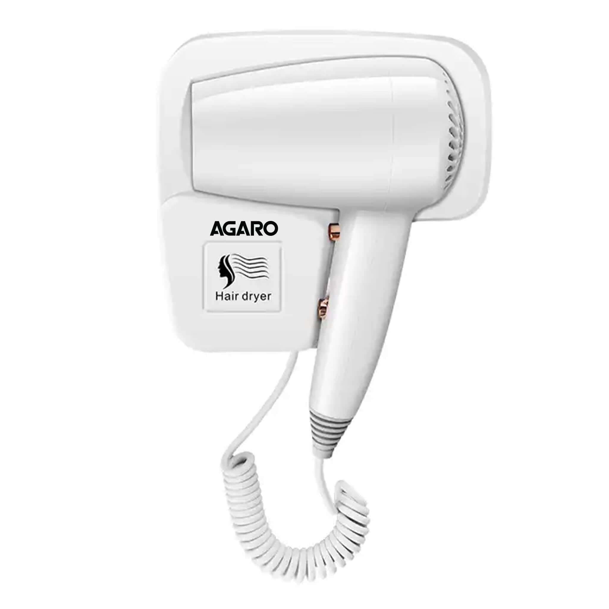 AGARO HD1417 Wall Mounted Hair Dryer 1400W – White (Salon / Hotel Style Hair Dryer)