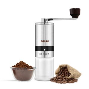AGARO Elite Manual Coffee Grinder, Ceramic Burr, Stainless Steel Body, Adjustable Settings