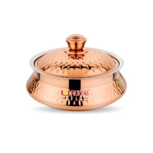 RUDRA Safari Hammered Rose Gold Double Walled Stainless Steel Casserole