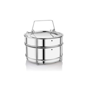 mbassy Stainless Steel Cooker Separator Set | 2 Containers with Lifter | Fits 4L Prestige Popular Cookers ( 5 Pieces)