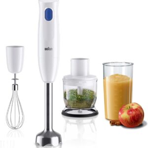 Braun MultiQuick 1 Hand Blender 450W with Beaker, Chopper, Whisk, EasyTwist Technology, Lightweight, Stainless Steel for Chopping, Baby Food, Chutney, Purees, Lassi, Smoothie,Soup, Shake MQ10.202M