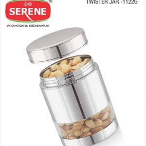 Serene Twister Stainless Steel Transparent Container Jar 800ML