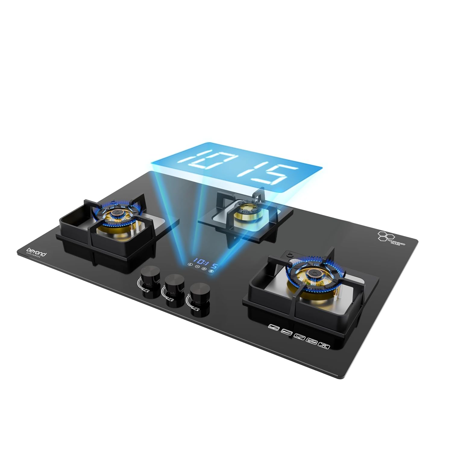 Beyond Appliances Dorado 3 Burner Smart Glass Hobtop Gas Stove