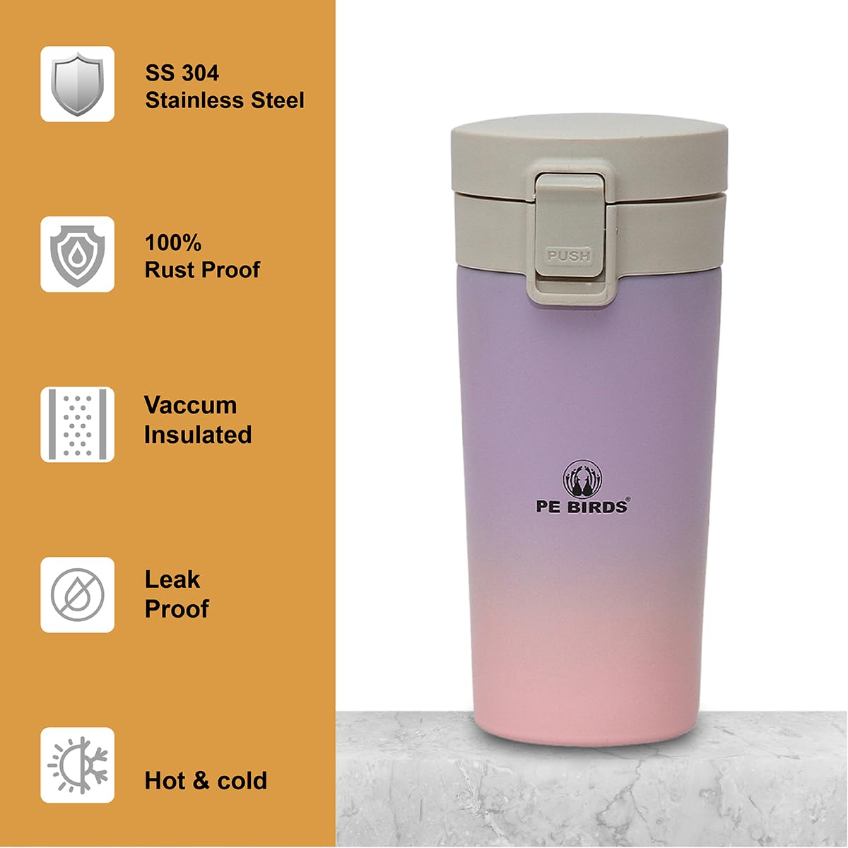 PE Birds Stainless Steel Sipper Cum Food Jar