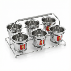 Fawn Stainless Steel Coffee Glass Set 6 Pieces with Stand
