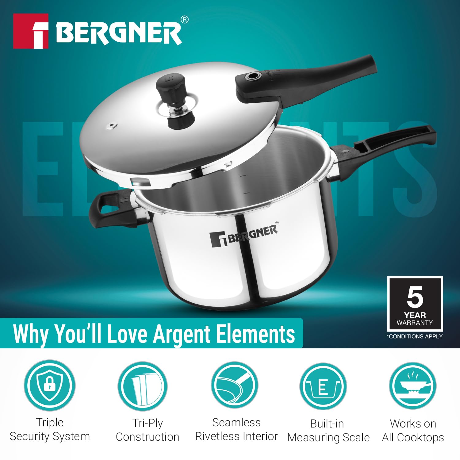 Bergner Argent Elements Triply Stainless Steel