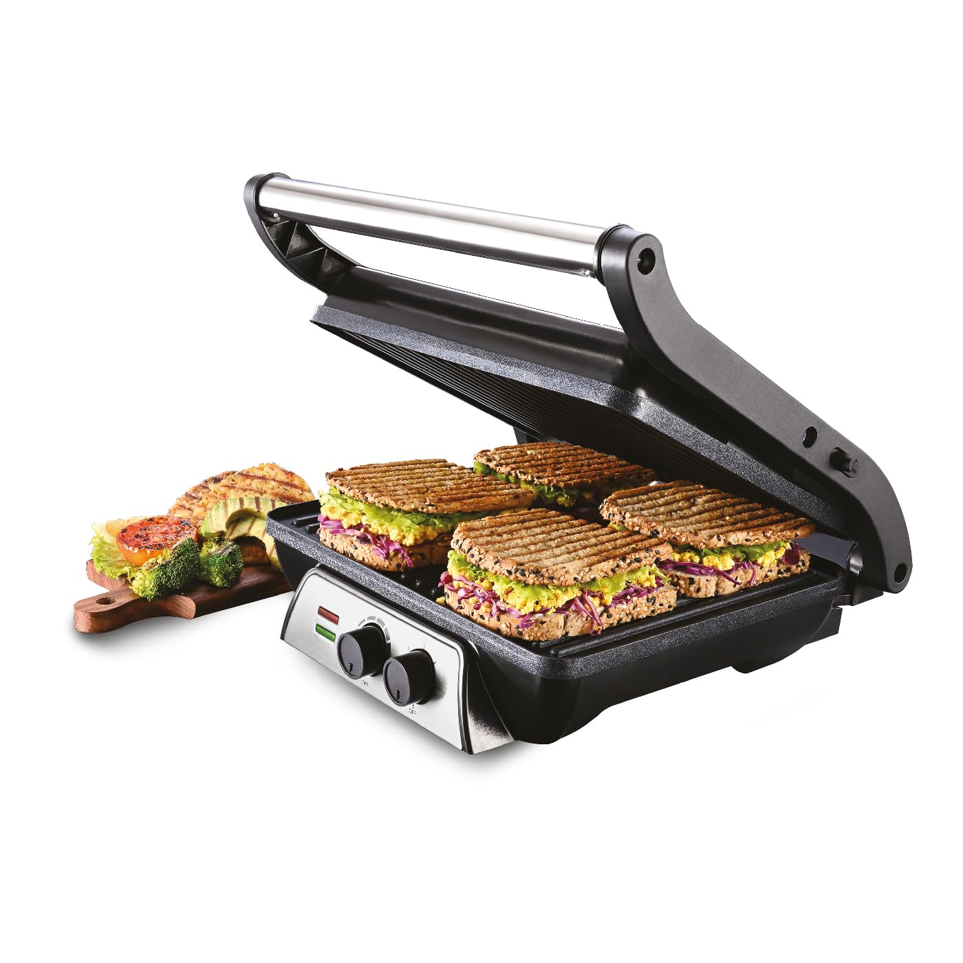 USHA iChef Sandwich Grill 4 Slice Stainless Steel | 2000W Flat Bed Griller
