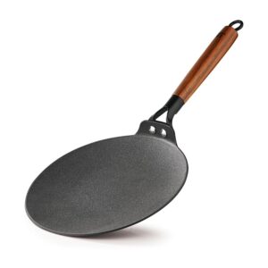 Bergner Odin Cast Iron roti Tawa with Wooden Coated Handle