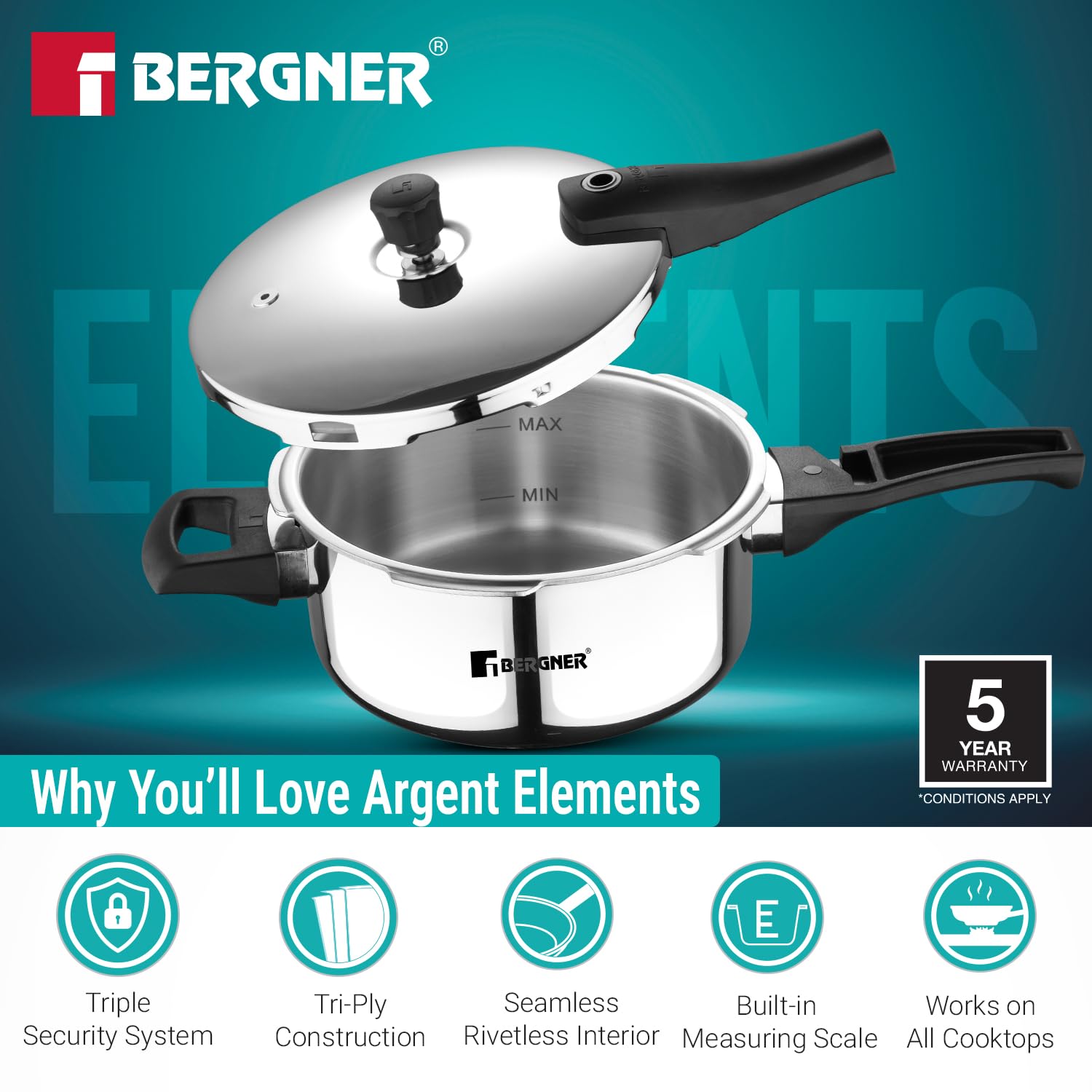 Bergner Argent Elements Triply Stainless Steel