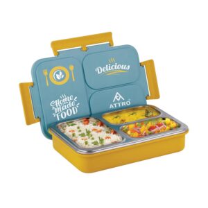 Attro Legacy Stainless Steel 3 Compartment Lunch Box