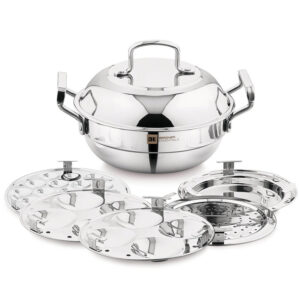 BERGNER BE Essentials Triply 21cm Multi Kadai Set - Idli Appam Steamer Induction Compatible