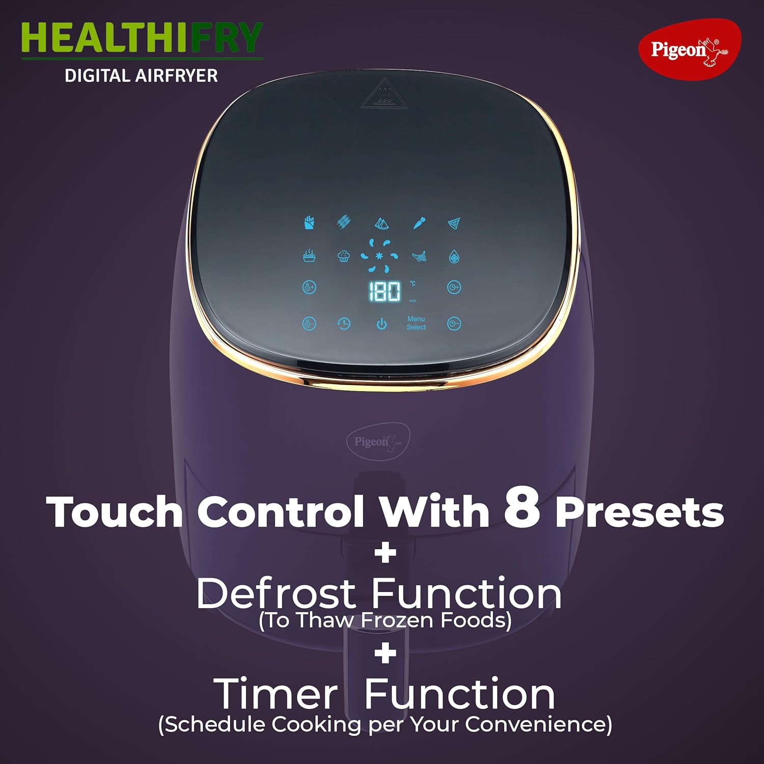 Pigeon Healthifry + Digital Airfryer with 2 Silicone Baskets