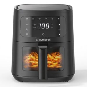 Nutricook 4.5L Air Fryer Essential, 2026 New Launch, 100% Toxin-Free Ceramic Coating - No PTFE, PFAS, PFOA or Microplastics, Clear Window, 1300W, 6 Cooking Programs, 2-Year Warranty