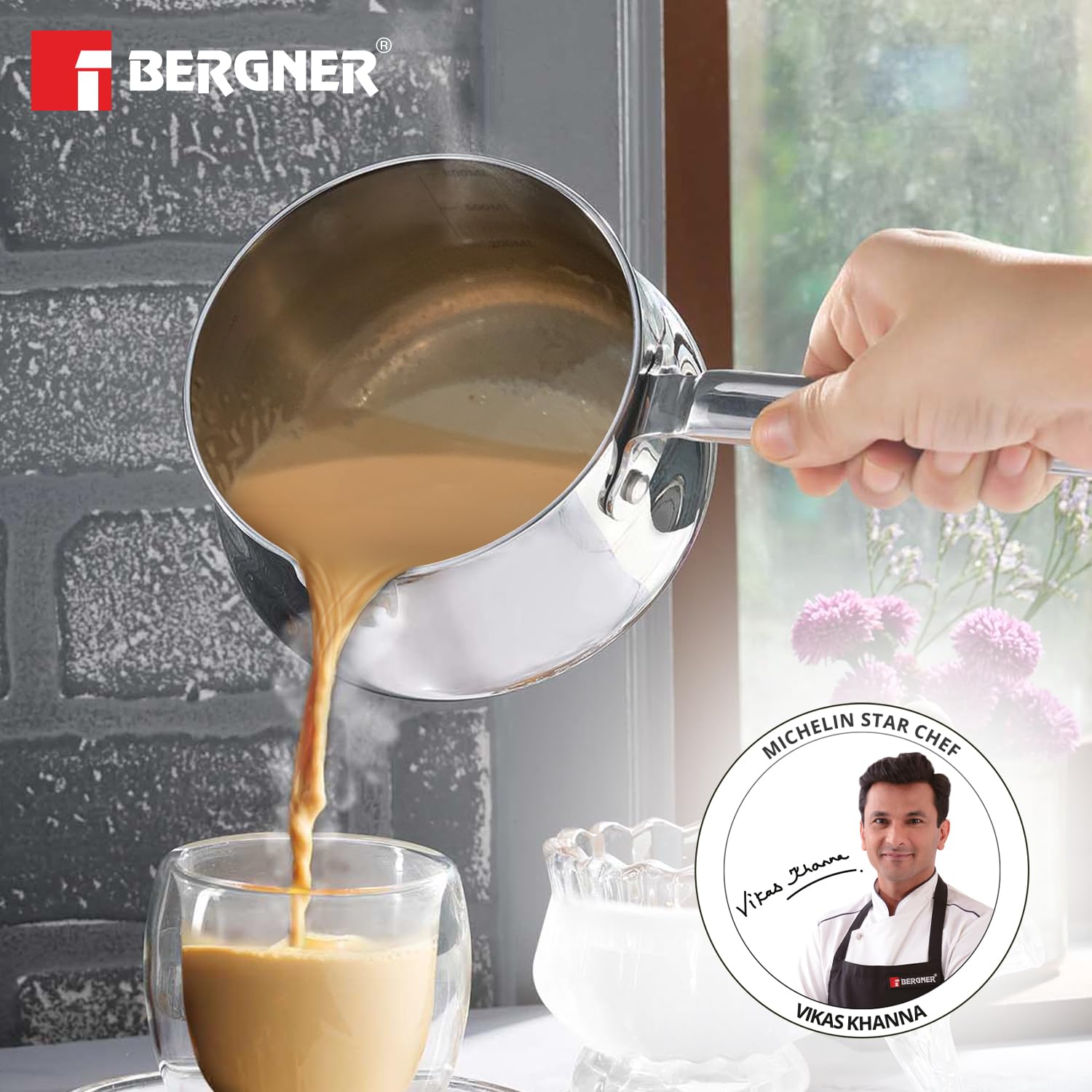 Bergner BE Triply Stainless Steel Tea,Coffee & Milk Warmer