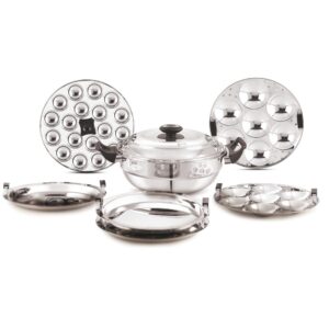 JVL Triply 5-in-1 Multi Kadai Steamer 28cm – Idli, Dhokla, Momos | Induction & Gas Compatible
