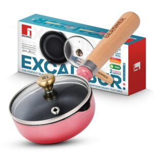 Bergner Excalibur Cast Iron Tadka Pan 12cm with Lid, Pink — PFAS-Free Vaghar Pan
