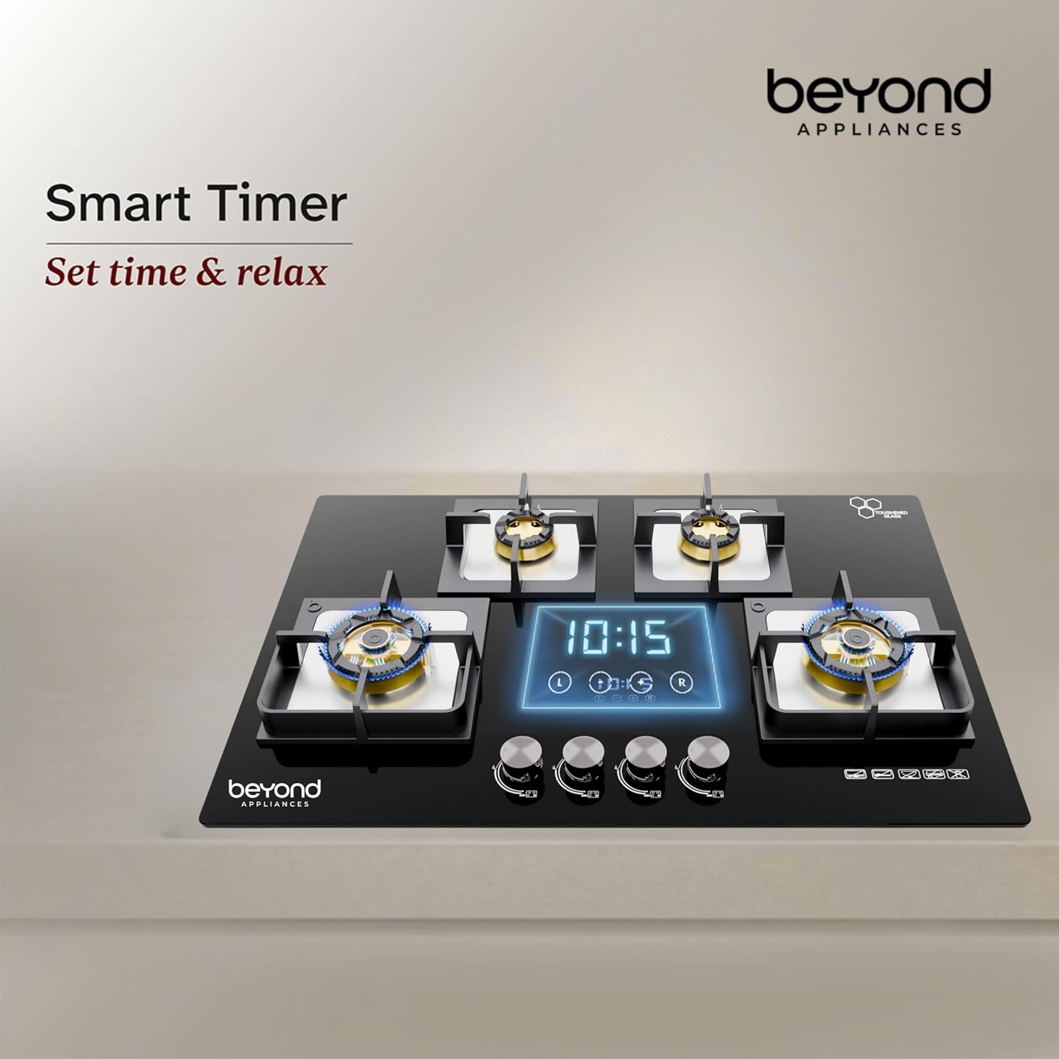 Beyond Appliances Dorado 4 Burner Smart Glass Hobtop Gas Stove