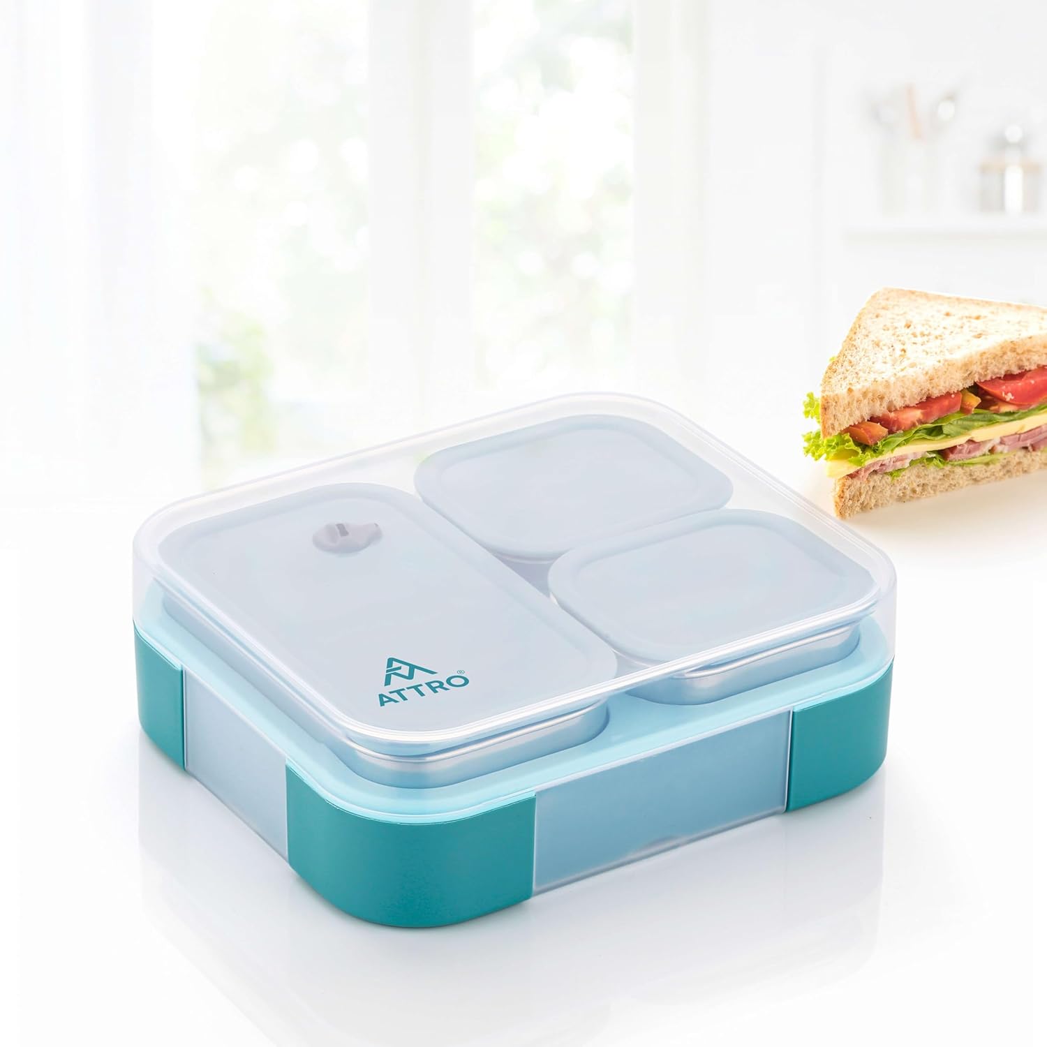 Attro Admire 3 Compartment SS Lunch Box