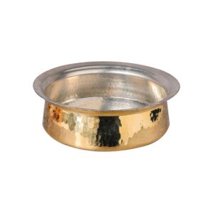 LIME 100% Pure Brass Hammered Brass Handi with kalai