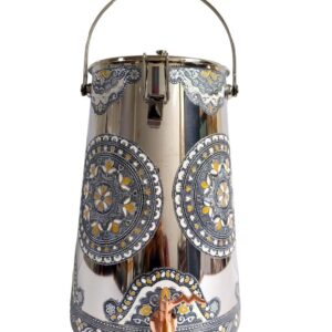 Meenakari Stainless Steel Matka with Tap Stainless Steel Water Dispenser 10 Litre Pot Water Container with Tap - Vertical