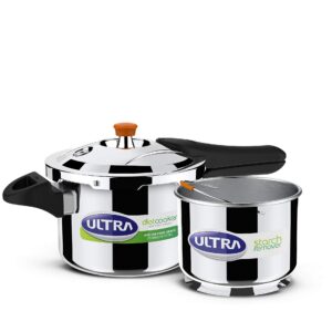 ULTRA Duracook Diet Stainless Steel Pressure Cooker, 3L, Starch Remover, Induction Base, 10-Year Warranty