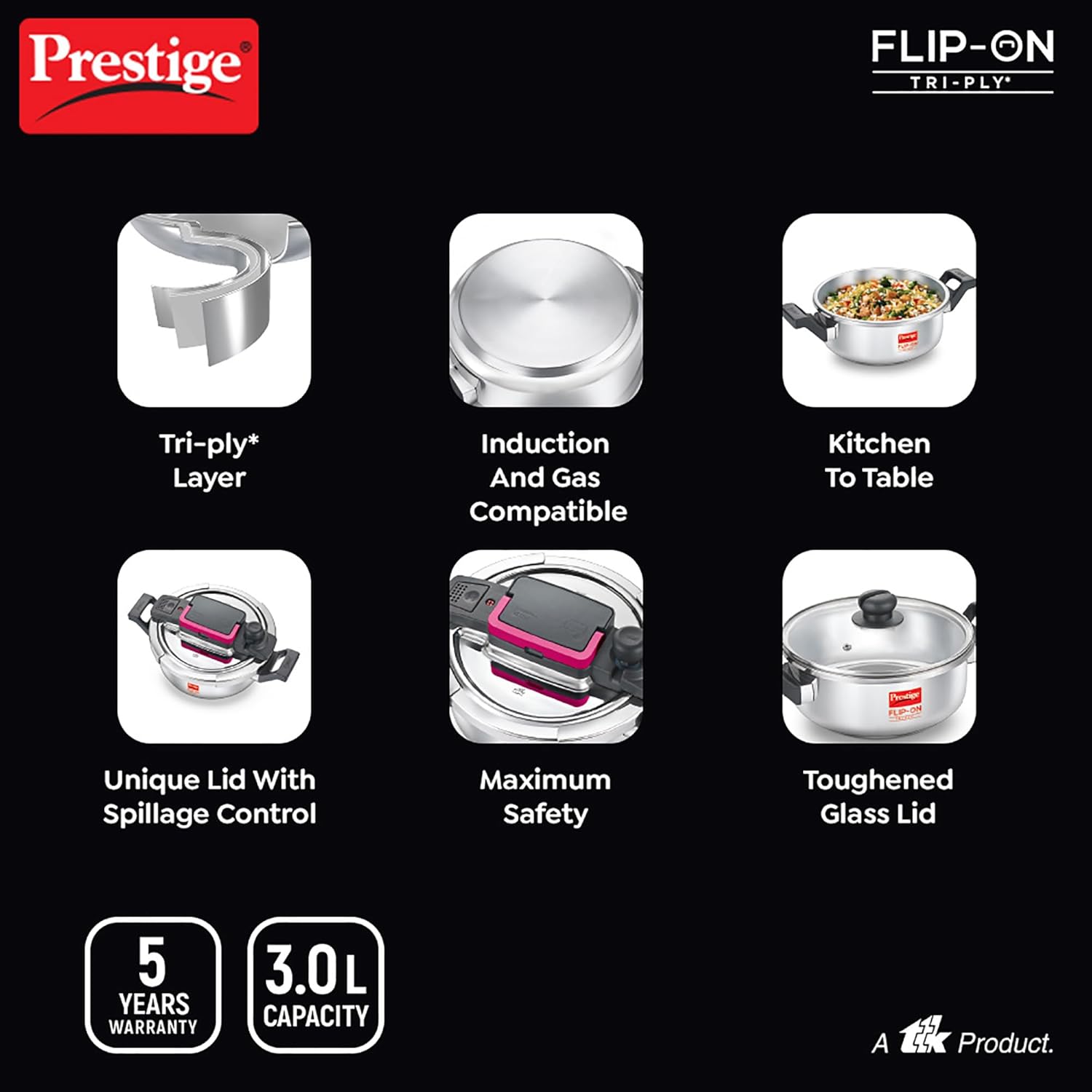 Prestige Flip Triply Pressure Cooker