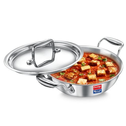 Prestige Triply Splendid Cookware Kadai With Lid 28Cm