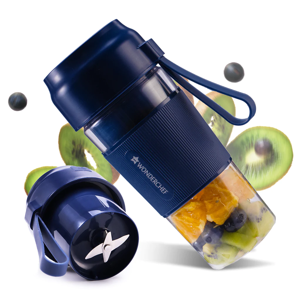 Wonderchef Nutri-Cup Portable Blender | USB Charging | Smoothie maker | SS Blades | Battery Operated Rechargeable Blender | 300ml | Compact Size