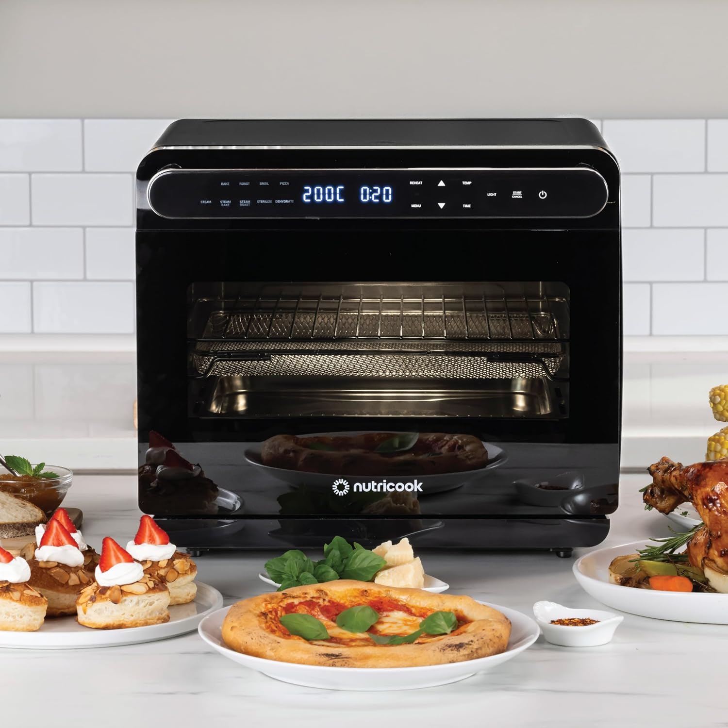 Nutricook Steami X 24L Black (Steam + Air Fryer Oven) with 10-in-1 functions like Steam Cook, Steam Roast, Air Fry, Bake, Sterilize & more. Steam + Convection technology, 2200W power, 2-year warranty
