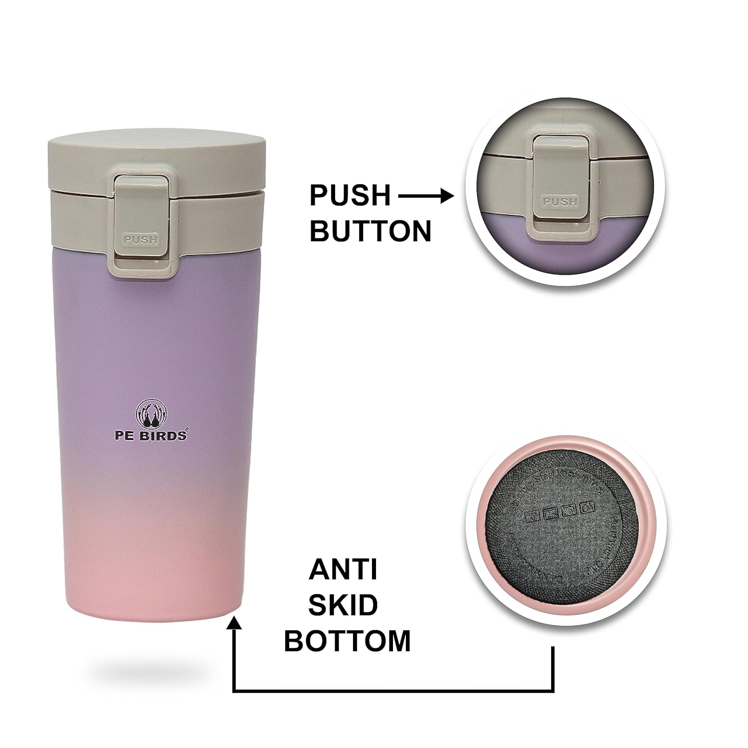 PE Birds Stainless Steel Sipper Cum Food Jar