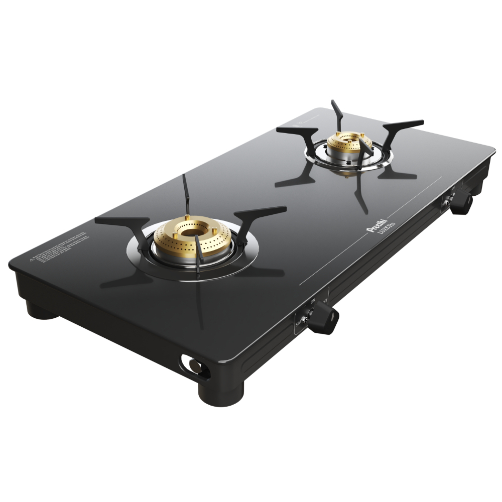 Preethi Luxe Pro 2 Burner Glass Top Gas Stove | Tempered Glass | With Driptray Less Infinity Design, With Jumbo Burner, 5 Year Warranty On Glass & Burner, Manual Design, Black - Image 2