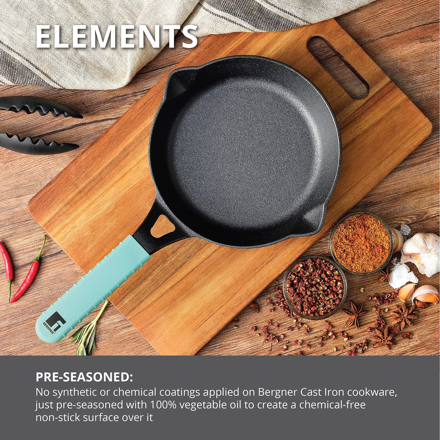 Bergner Elements Cast Iron Fry Pan