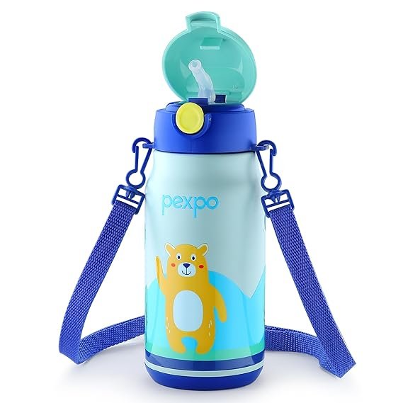 Pexpo Poggo Bear Uv Printed Design Bottle (Sea Green) 450Ml