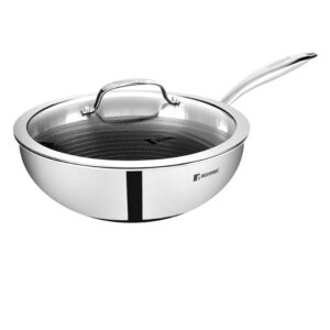 Bergner Hitech Tri-Ply Stainless Steel Non-Stick Wok Lid - Induction Bottom