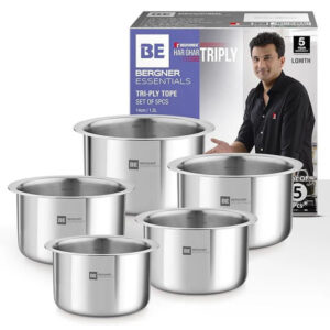 Bergner BE Essentials 5 Pcs Triply Tope Set - Stainless Steel BGIN-6249