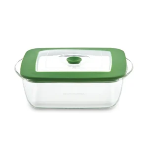 Borosil Dish-Square W/Green Lid 2.2Ltr