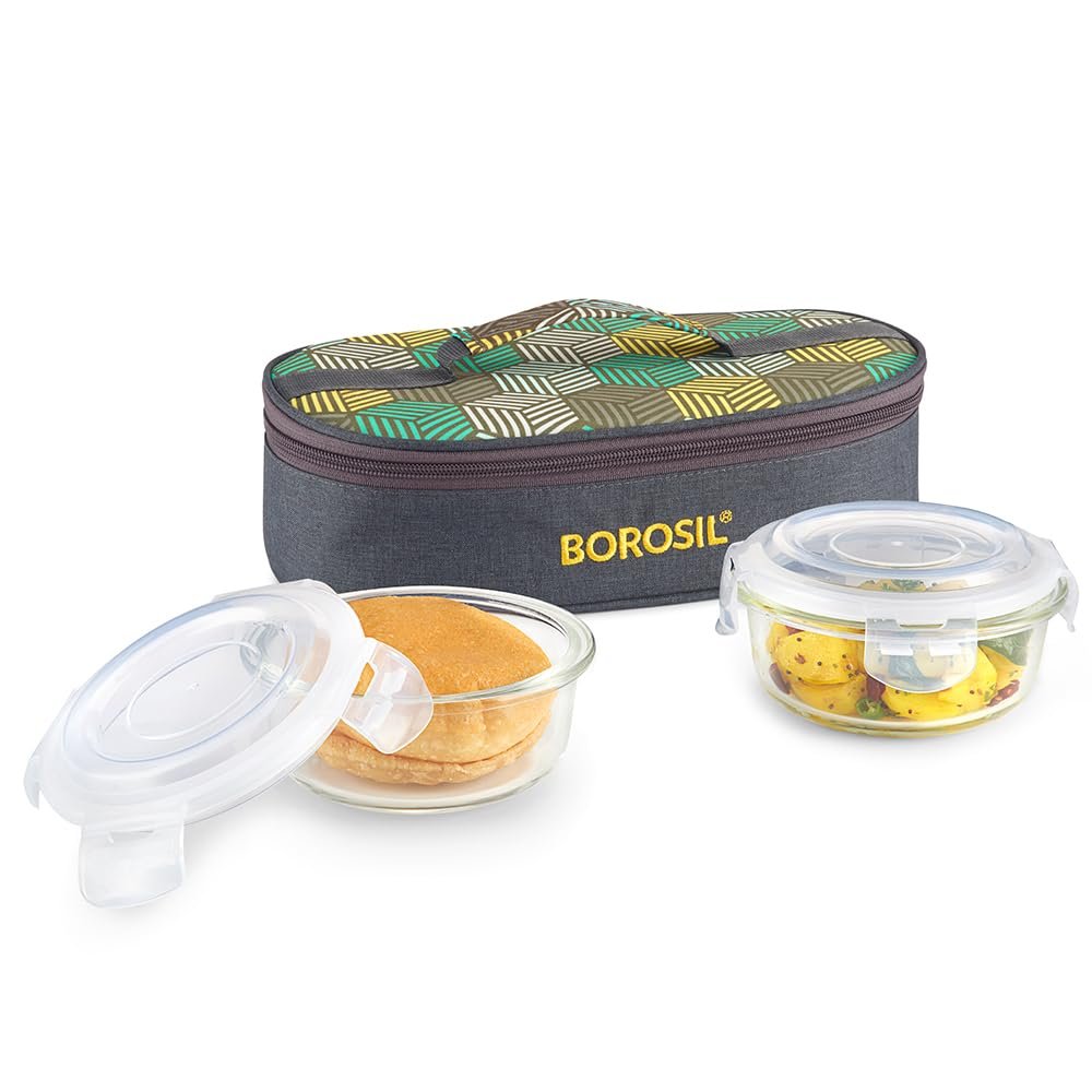 Borosil Lunch Box-So2 Round 400Ml H