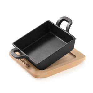 Bergner Mini Cast Iron Baking Pan with Wooden Tray