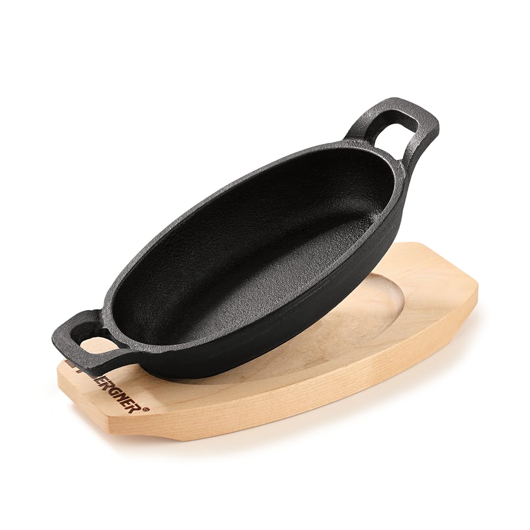 Bergner Mini Cast Iron Baking Pan with Wooden Tray