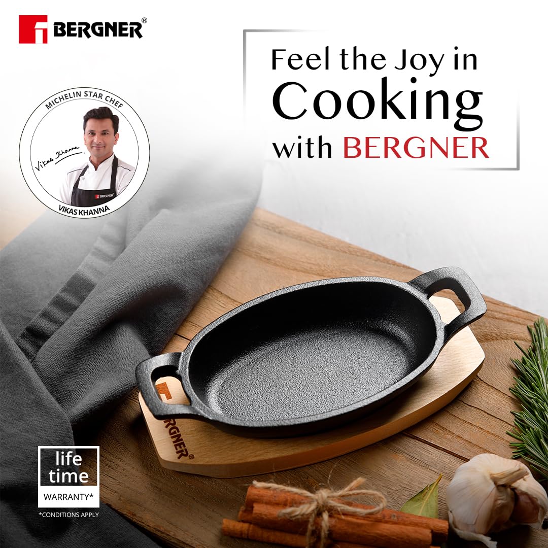 Bergner Mini Cast Iron Baking Pan with Wooden Tray