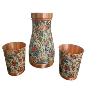 Attro Copper Trip Water Pot + 2 Matching Glasses