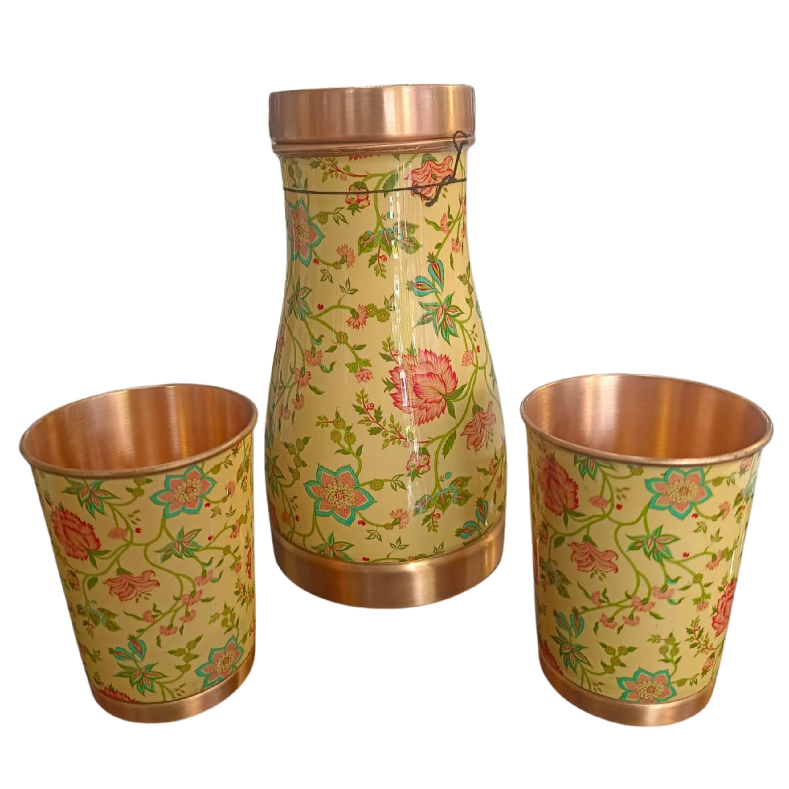 Attro Copper Trip Water Pot + 2 Matching Glasses