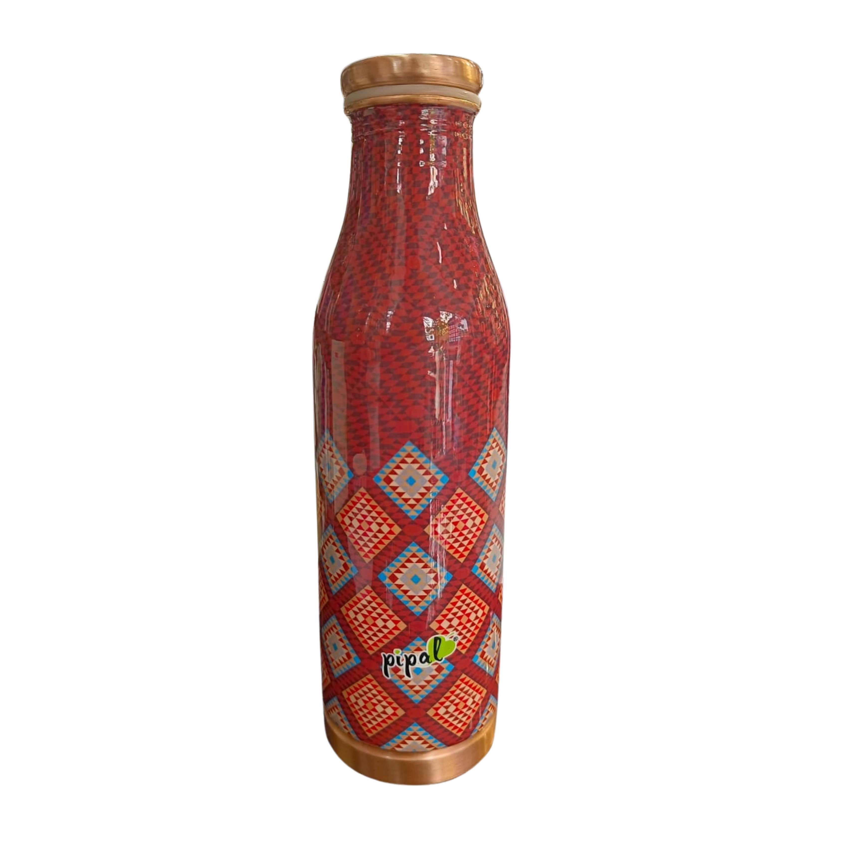 Pipal Ozone Copper Water Bottle | 1000 ml | Grid Blocks