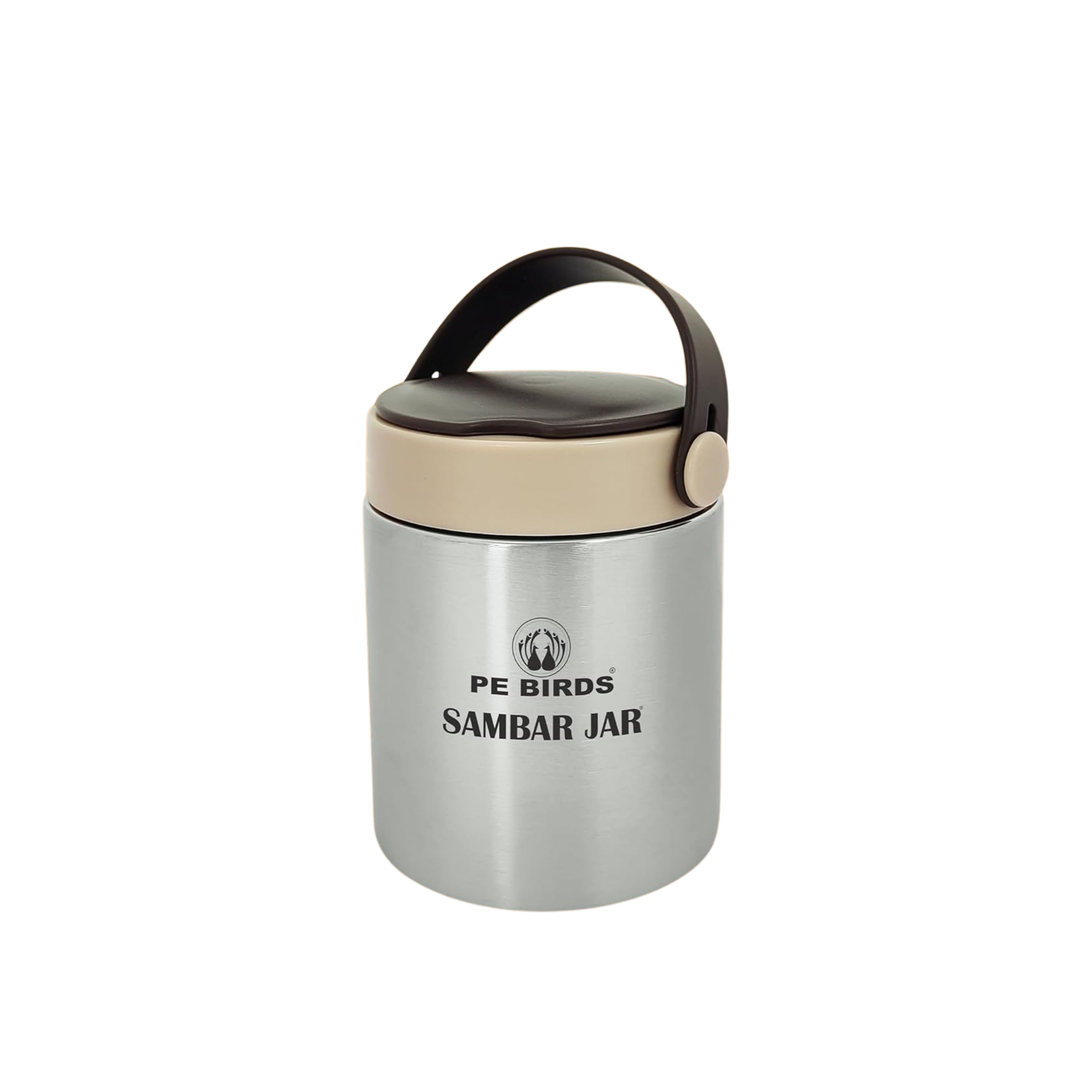PE Birds Stainless Steel Espresso Sambar Jar | 500ml | Silver | Reusable